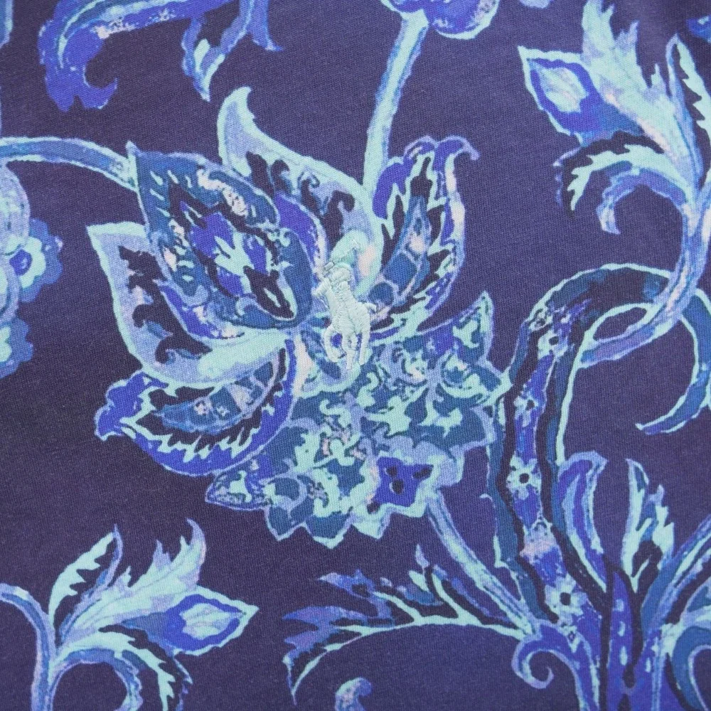 Polo Golf Ralph Lauren Shirt Mens Extra Large Blue Paisley Print Short Sleeve